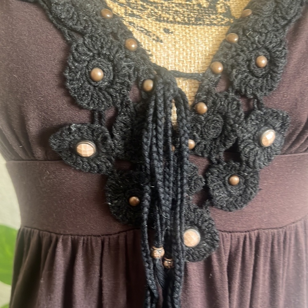 Soul Revival Womens Black Embroidered Silk Jewel Detail Tank - Picture 3 of 8